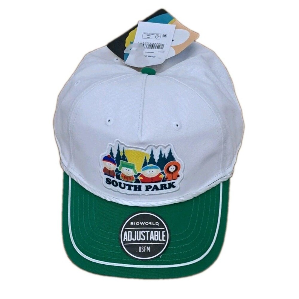 South Park Green Brim White Trucker Cap NWT Adjustable.